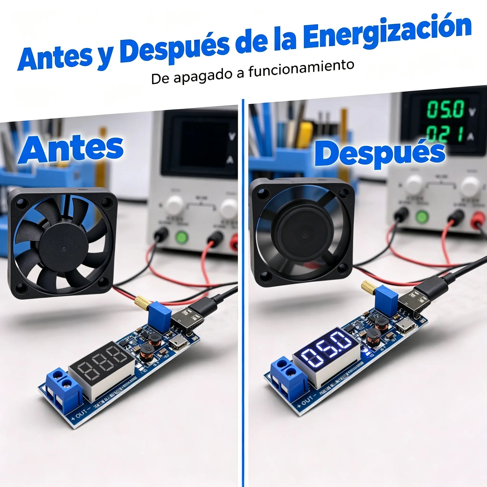 🔌【Interfaz micro + interfaz tipo C】💻 Módulo de alimentación USB ajustable – Regulador step‑up de 5V a salida múltiple (3.3‑24V) | Fuente de escritorio para todo tipo de dispositivos 🔋