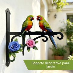 🐦【Decoración de jardín 2026】Soporte de pared de hierro forjado para macetas, gancho decorativo estilo retro con pájaros y flores para el jardín (6 diseños) ✨