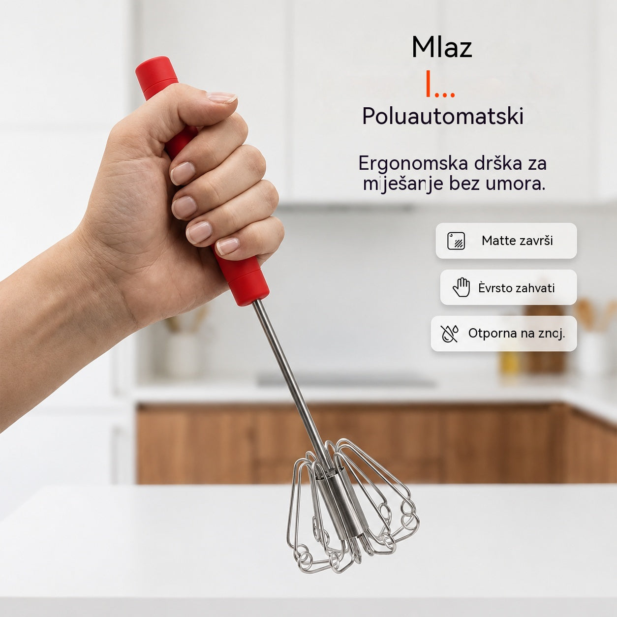 🥳Kupite 1, dobijte 1 gratis🥳💞Prodano više od 50 000 jedinica!🥚💪 50% popusta! Poluautomatska ručna pjenjača za jaja: pritisnite i zavrtite - nije potrebna struja. Pjenjača za jaja i vrhnje u sekundama. Nježno za vaša zapešća! ✨🧁
