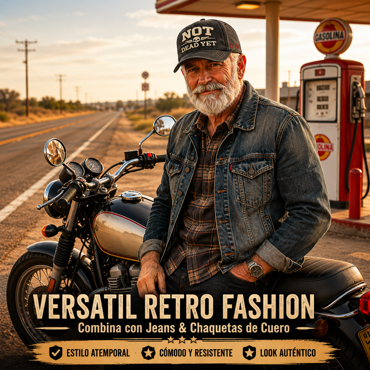 🔥🧢 Rebajas de Año Nuevo 2026 | Gorra vintage con motivo desgastado "NOT DEAD YET"