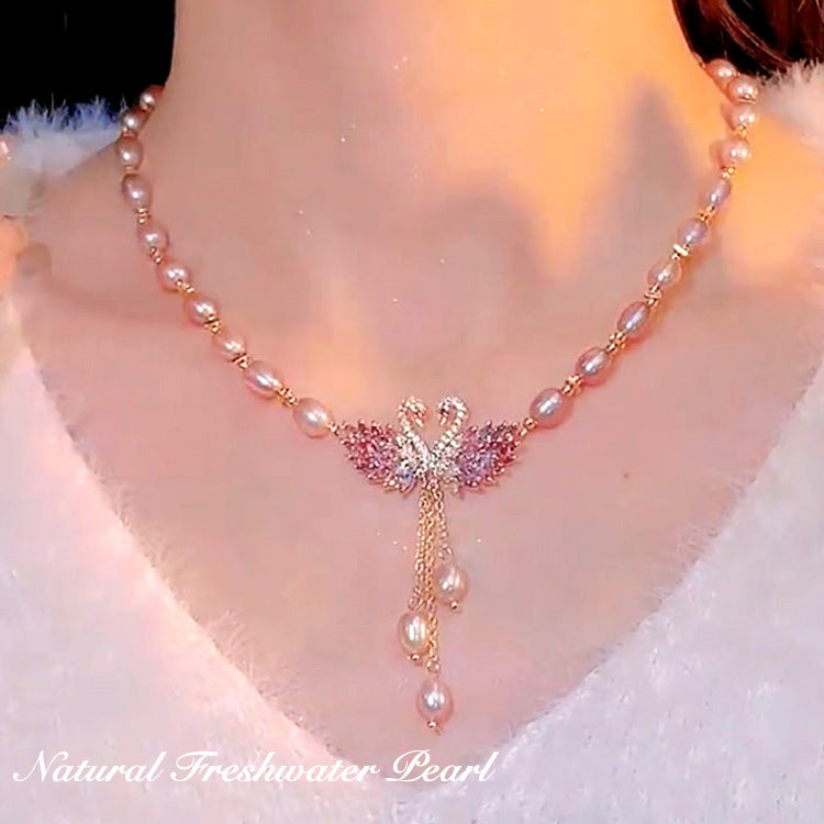 Nuevo collar de perlas de cisne de lujo premium