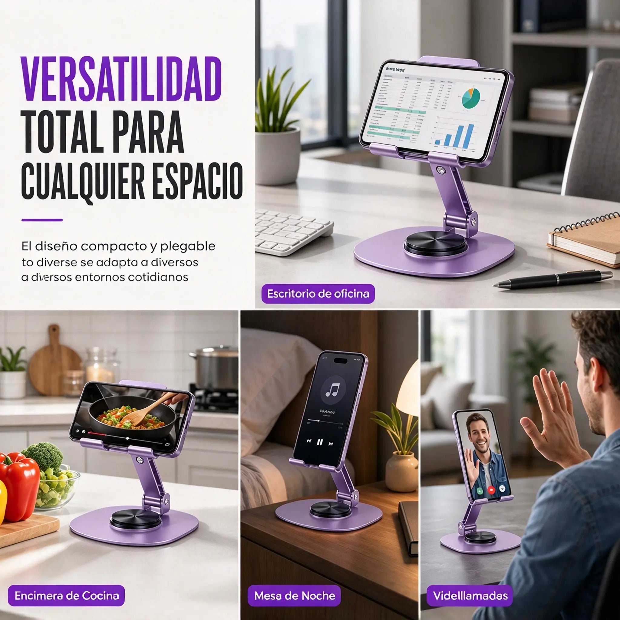 📢📢 50 % de descuento ✨ Soporte premium para teléfono móvil, totalmente metálico – base de escritorio con rotación de 360°