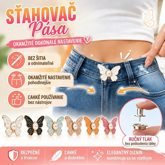 🌸🦋 Kúpte 5 a získajte 5 zadarmo 🎁💜 Odnímateľná nastaviteľná pracka na opasok v tvare motýľa: Nevyžaduje žiadne náradie, perfektne sa hodí k džínsom, sukniam a šatám ✨👗💃