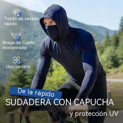 🔥🌞Sudadera con capucha ligera para hombre, secado rápido y protección UV