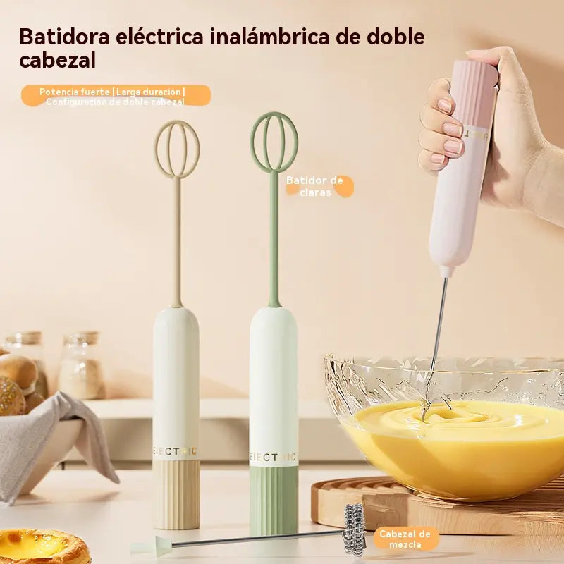 💥🥚 Mini batidora de mano inalámbrica: bate huevos y espuma leche en segundos