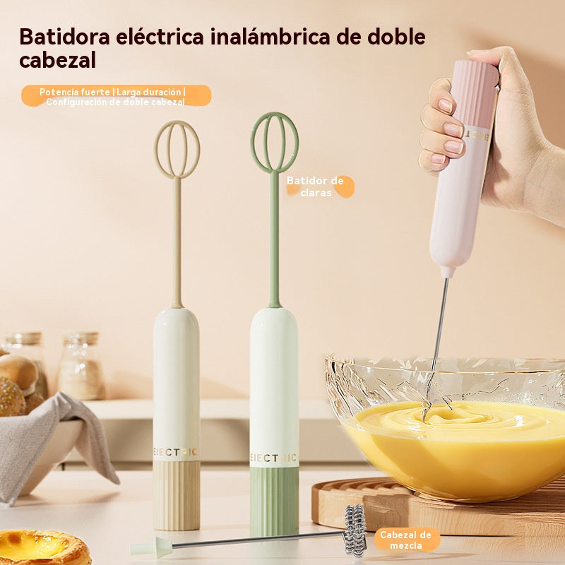 💥🥚 Mini batidora de mano inalámbrica: bate huevos y espuma leche en segundos