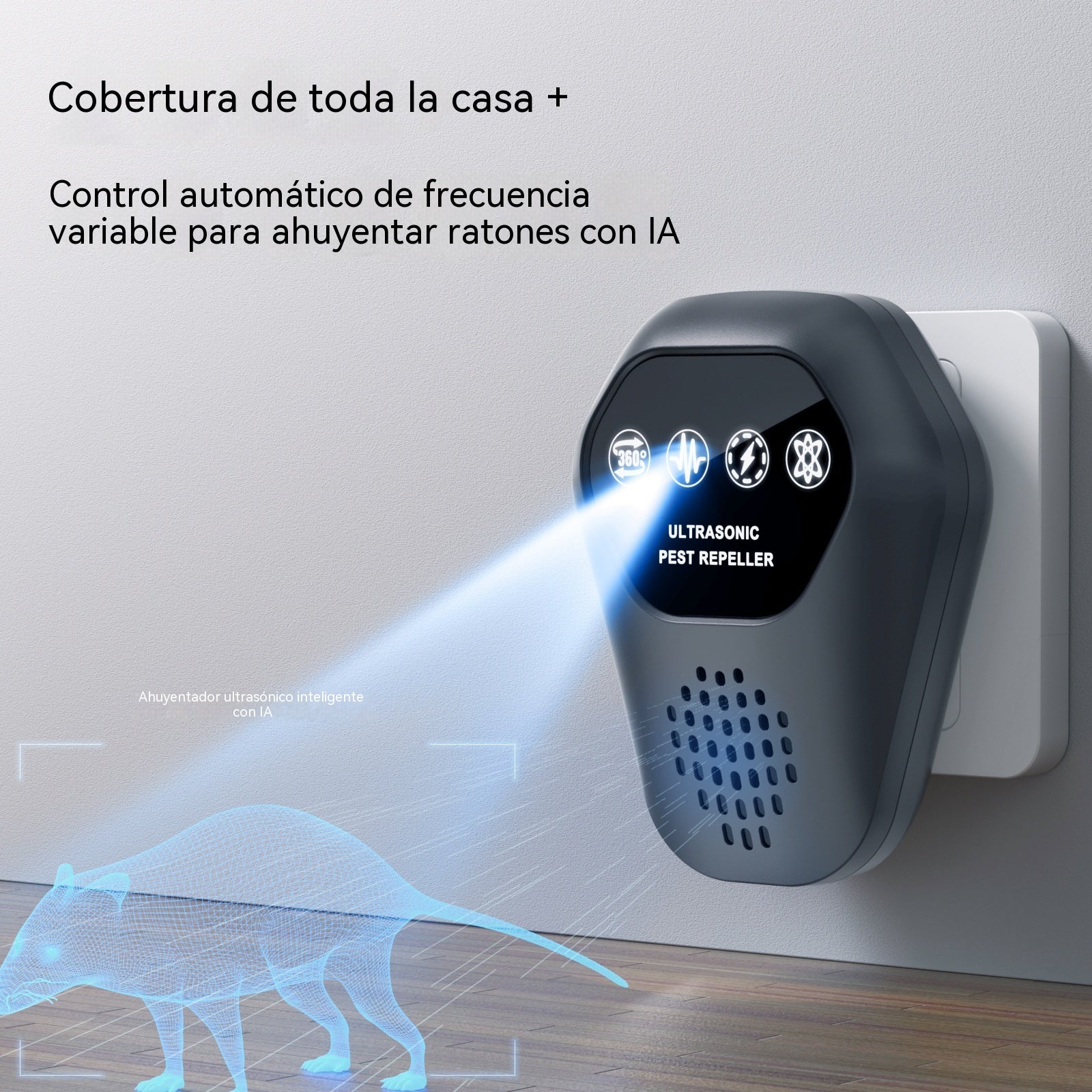 ✨【Compra uno y llévate otro gratis】🐭Repelente de roedores multifuncional e inteligente por ultrasonidos de frecuencia variable para hogares y almacenes