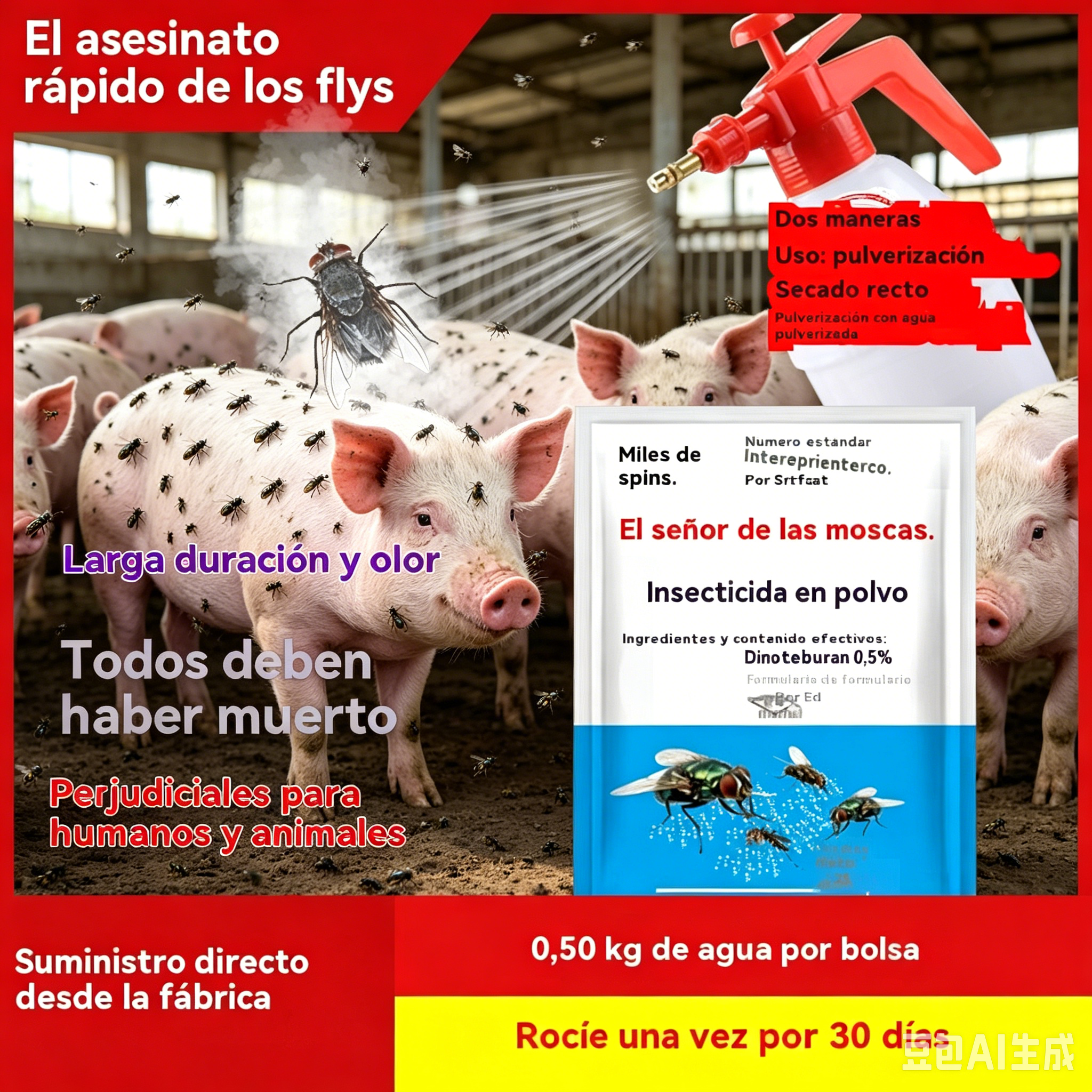 🦟Diseñado específicamente para matar mosquitos y moscas en granjas, ¡un solo paquete mata pulgas, saltamontes, cucarachas, moscas y mosquitos!