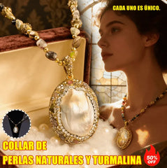 Collar barroco natural de perlas y turmalina
