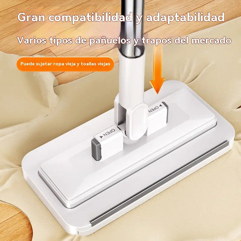 🔥【Set de 4】Trapeador multifuncional con clip de tela, nuevo trapeador doméstico que no requiere lavado