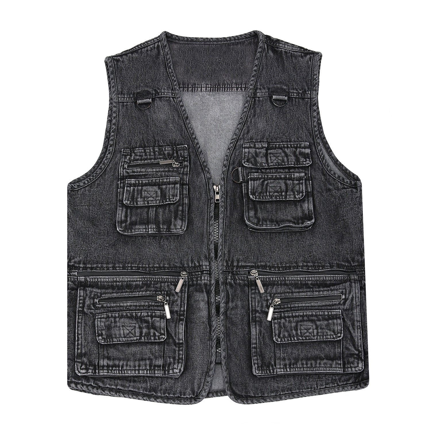【XL-7XL】2026 Chaleco vaquero multibolsillos para hombr