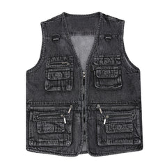 【XL-7XL】2026 Chaleco vaquero multibolsillos para hombr