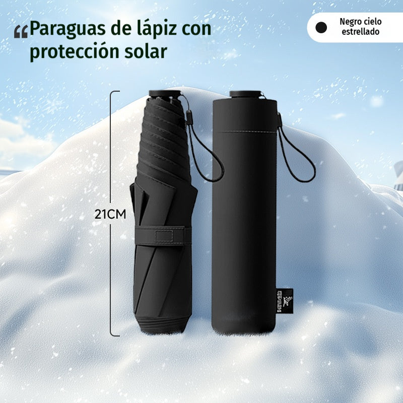☂️🌞 Paraguas ultraligero para todo clima – Revestimiento nano negro UPF50+ (protección UV) y alta resistencia al viento