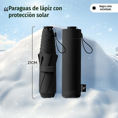 ☂️🌞 Paraguas ultraligero para todo clima – Revestimiento nano negro UPF50+ (protección UV) y alta resistencia al viento