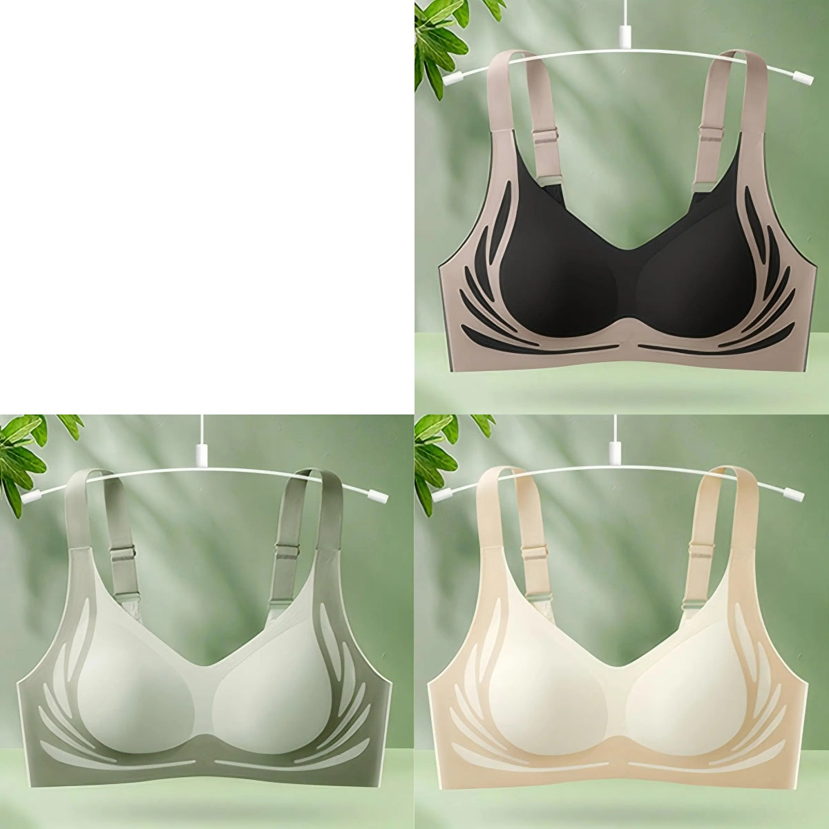 😍【Paquete de 3】Sujetador de una pieza sin aros para mujer❤️【40-85 kg】