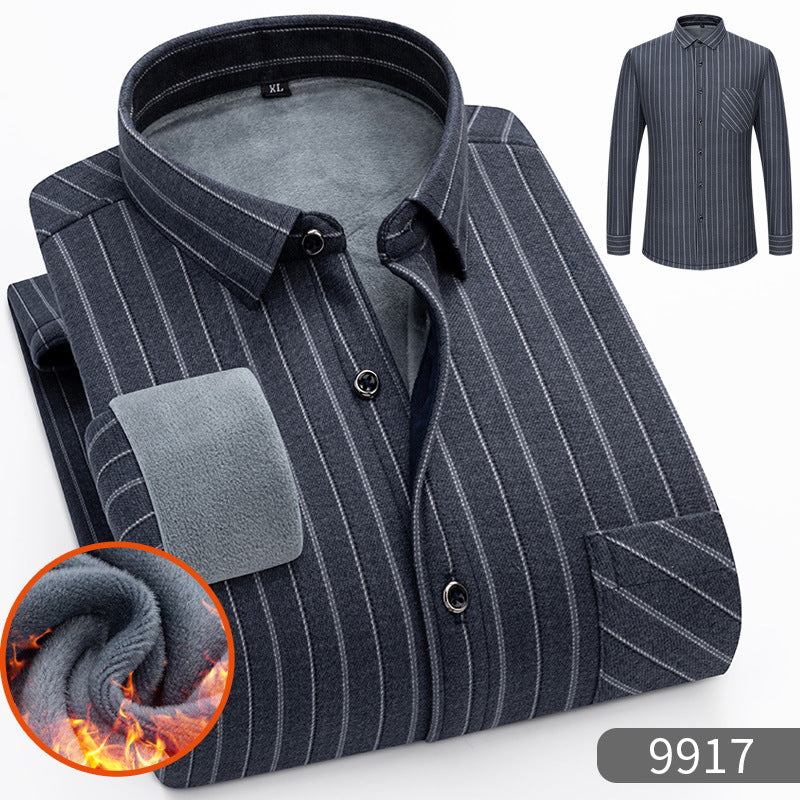 🔥✨【Compra uno, llévate otro gratis】👔【L-5XL】Camisa de manga larga de negocios cálida para otoño e invierno