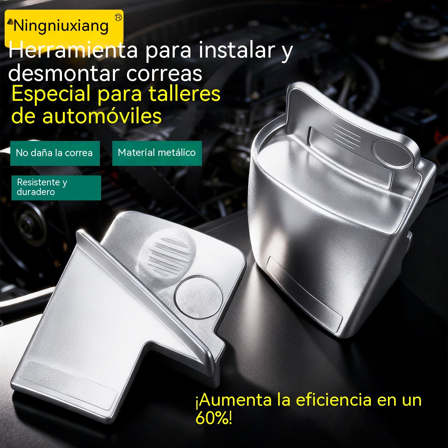 【Juego de 2 piezas】Herramienta de extracción e instalación de la correa del motor del automóvil, no daña la correa, está hecha de metal resistente y duradero.