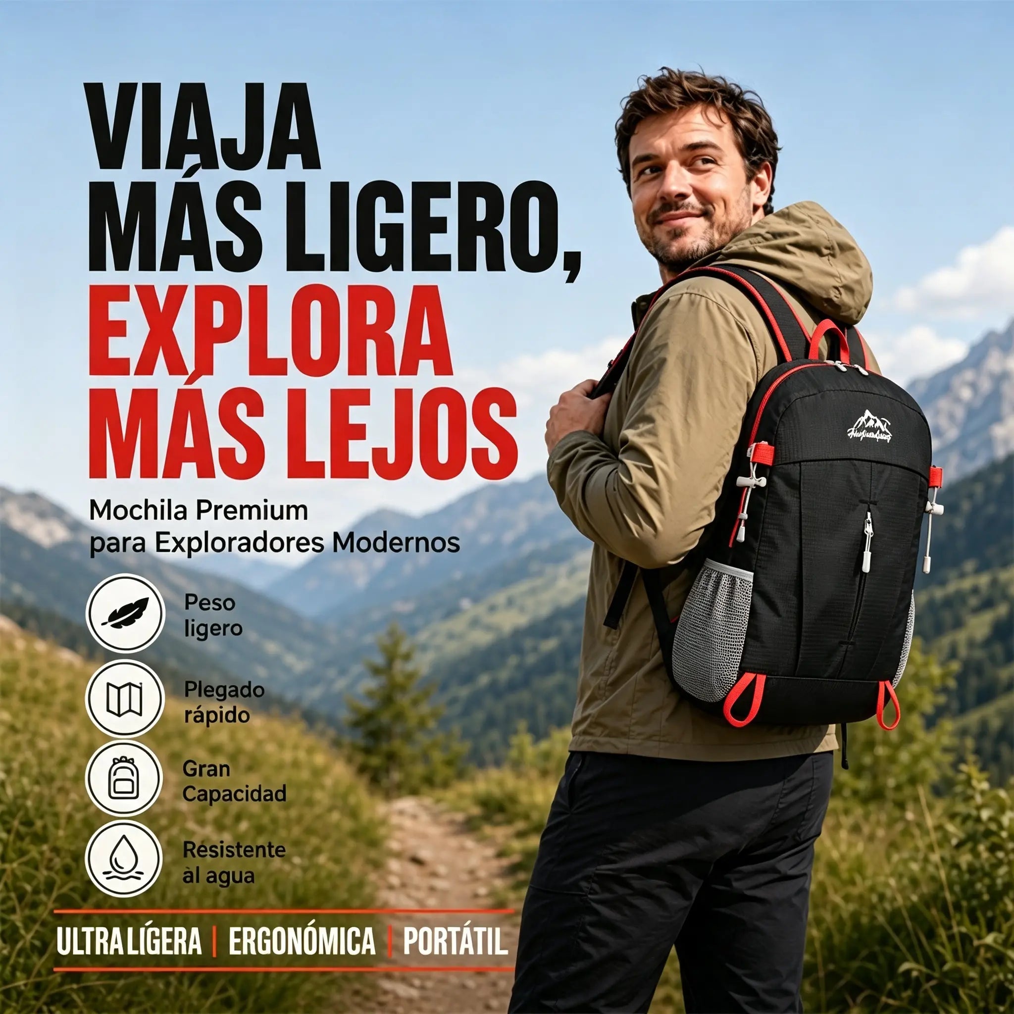 🎒💧 Mochila de Camping Plegable e Impermeable – Ligera, Resistente y Fácil de Guardar 🏕️