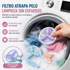 🌀6 piezas✨ Filtro Flotante para Lavadora – Atrapa Pelusas, Cabellos y Pelos de Mascota en Cada Lavado 🧺