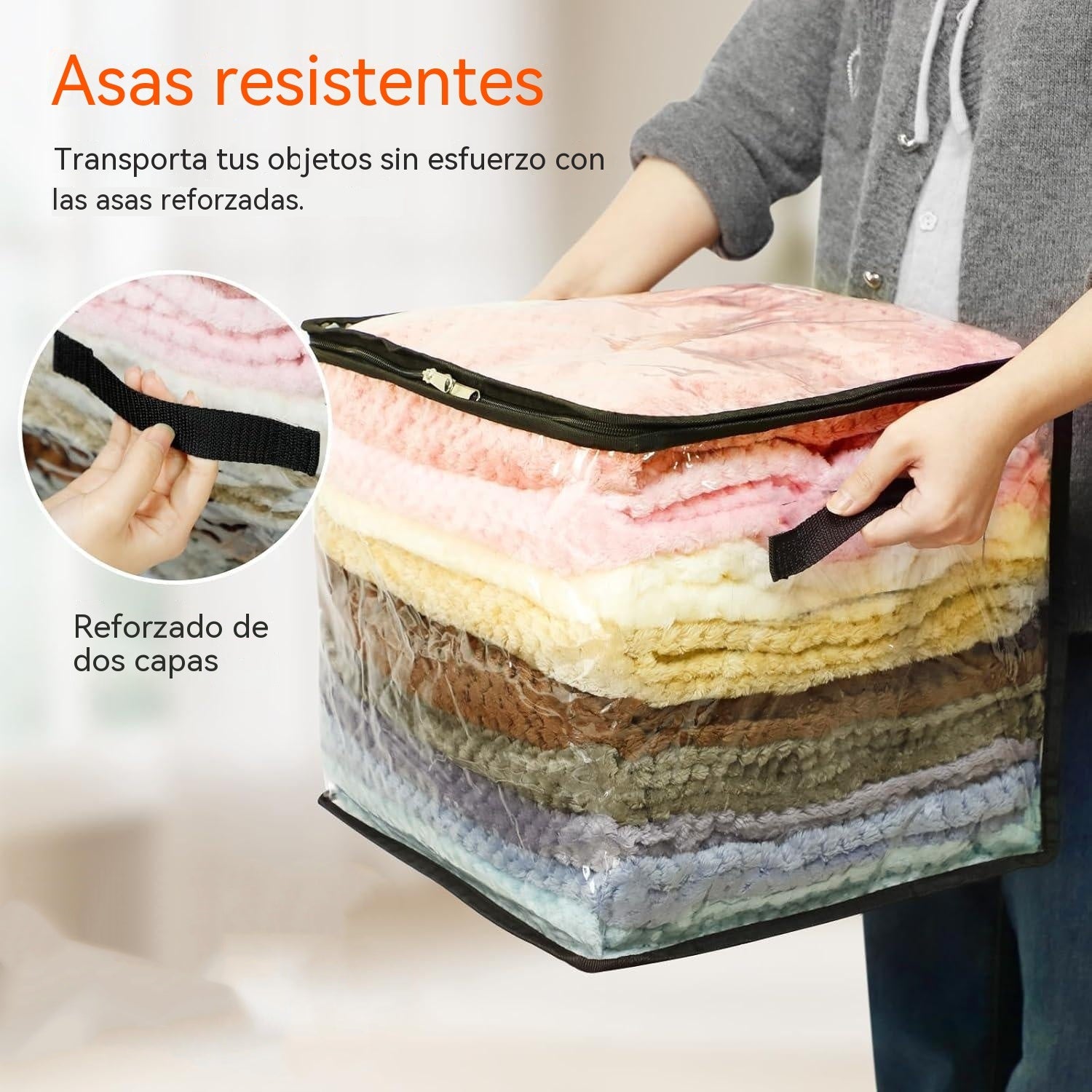 【3 piezas】🔥Oferta por tiempo limitado: 49% de descuento 📦Bolsa de almacenamiento de plástico transparente, grande, resistente y gruesa para ropa, mudanzas y almacenamiento