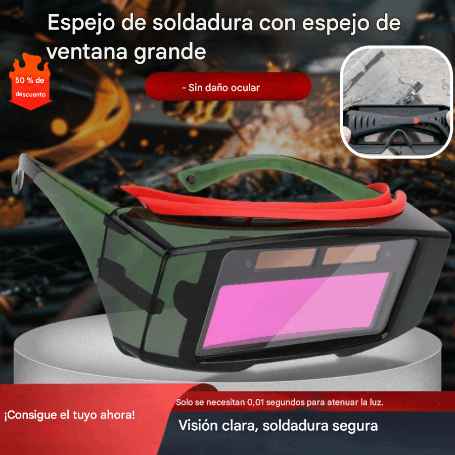 🔥Gafas de visión amplia + 10 lentes protectoras🔥👓Gafas de soldar automáticas con ajuste de intensidad, máscara de soldar✅