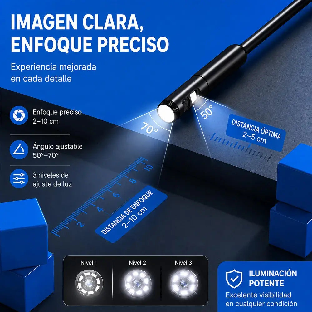 💧📷 Endoscopio Industrial Universal para Móvil – Cámara de Inspección IP67 con LED, Funciona con cualquier smartphone 🔦