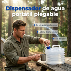 💧🚰 Contenedor de agua plegable con grifo – 5 litros de capacidad, compacto y práctico, ideal para acampar 🏕️✨