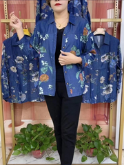 🔥【S-4XL】Camisa con estampado de mezclilla para madre de mediana edad