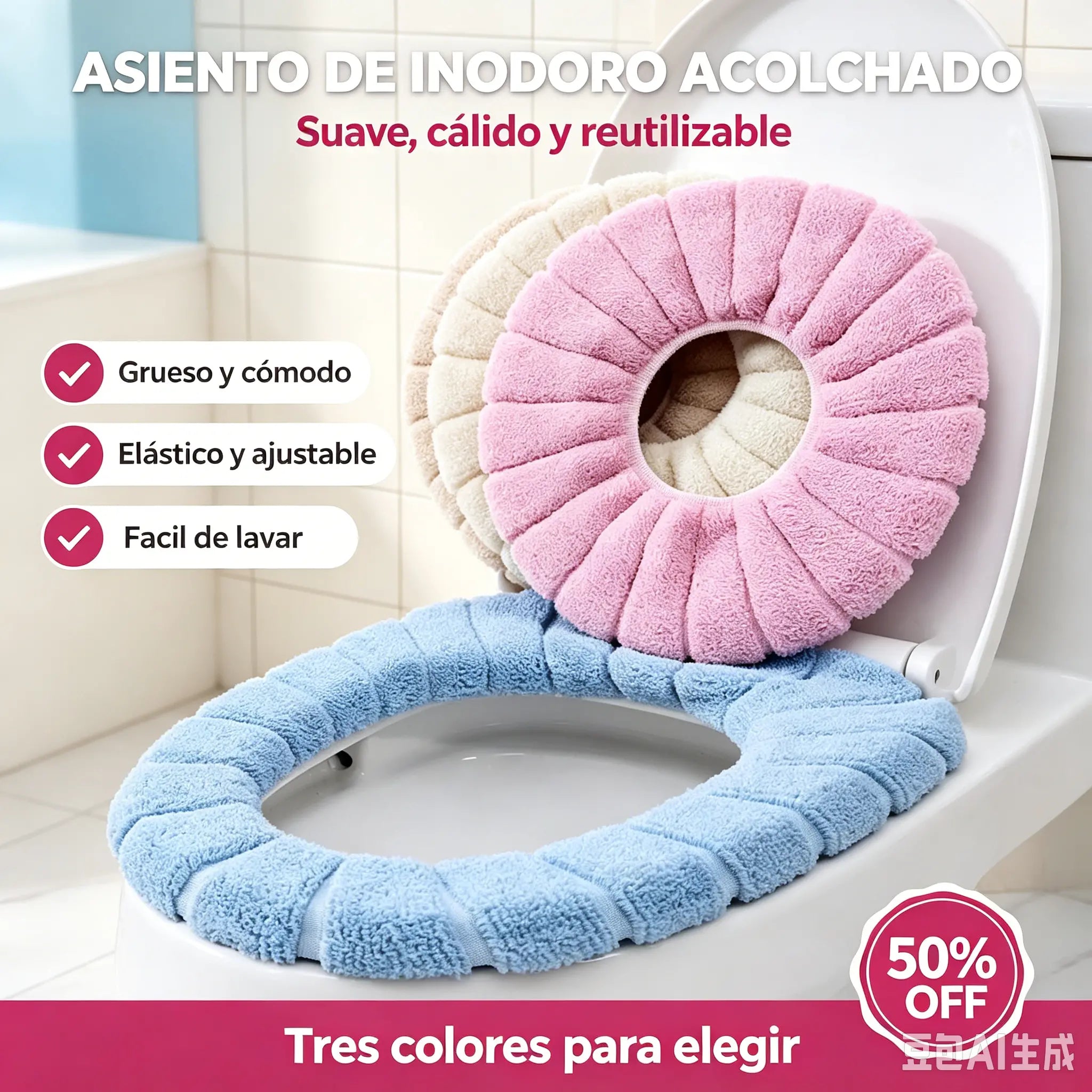 🔥【Compre 1 y obtenga 1 gratis-2 piezas 24 euros】🔥Asiento de inodoro universal cálido para invierno