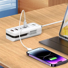 ⚡ Cable de extensión USB y protector de sobretensiones | Oferta con 50% de descuento | Hub inteligente de 4 puertos, carga rápida de 30 minutos y protector de sobretensiones | Mantén tu computadora y equipo de viaje en orden ✨