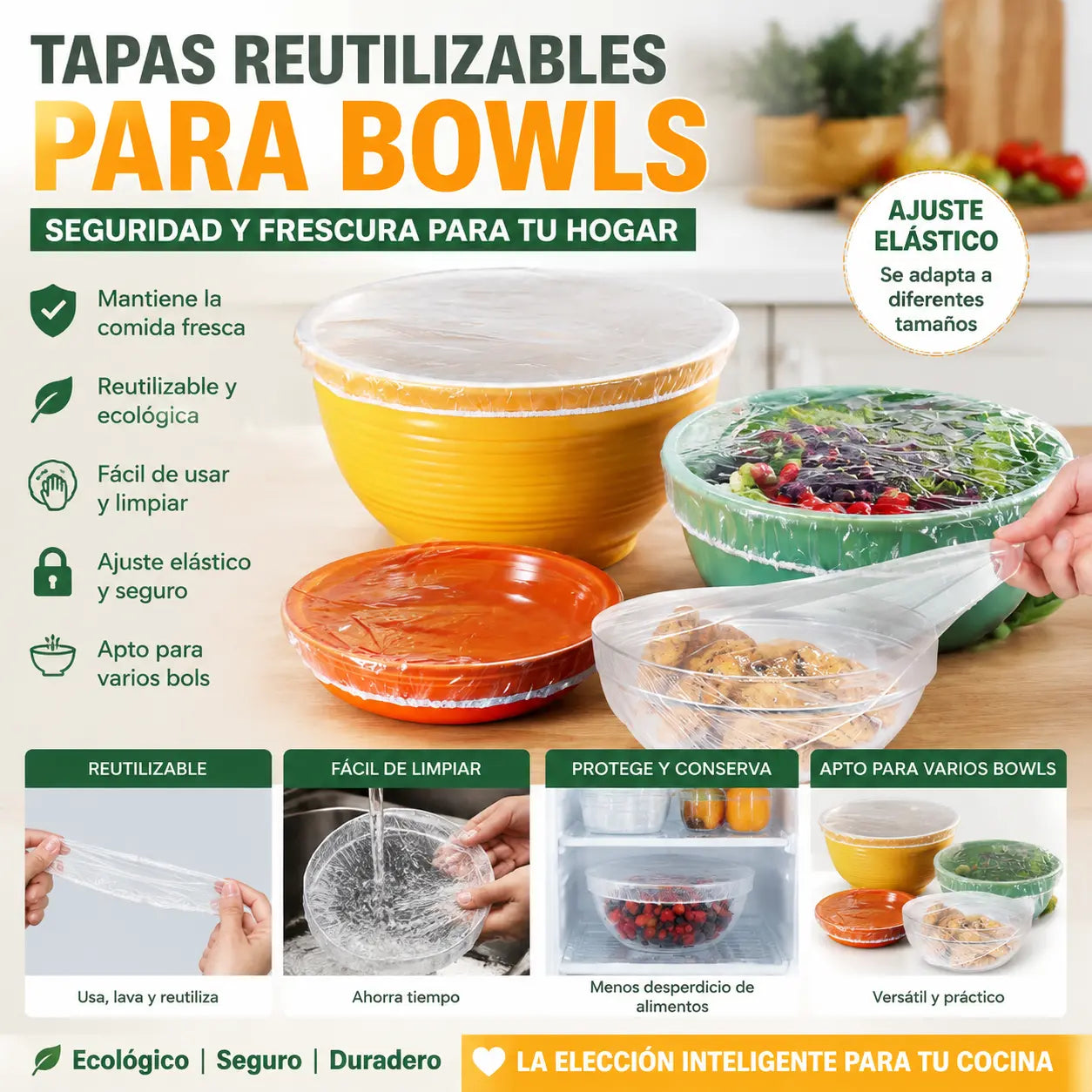 🔥【Oferta especial de último día: 50% de descuento】✨100 envoltorios de plástico reutilizables y flexibles aptos para alimentos