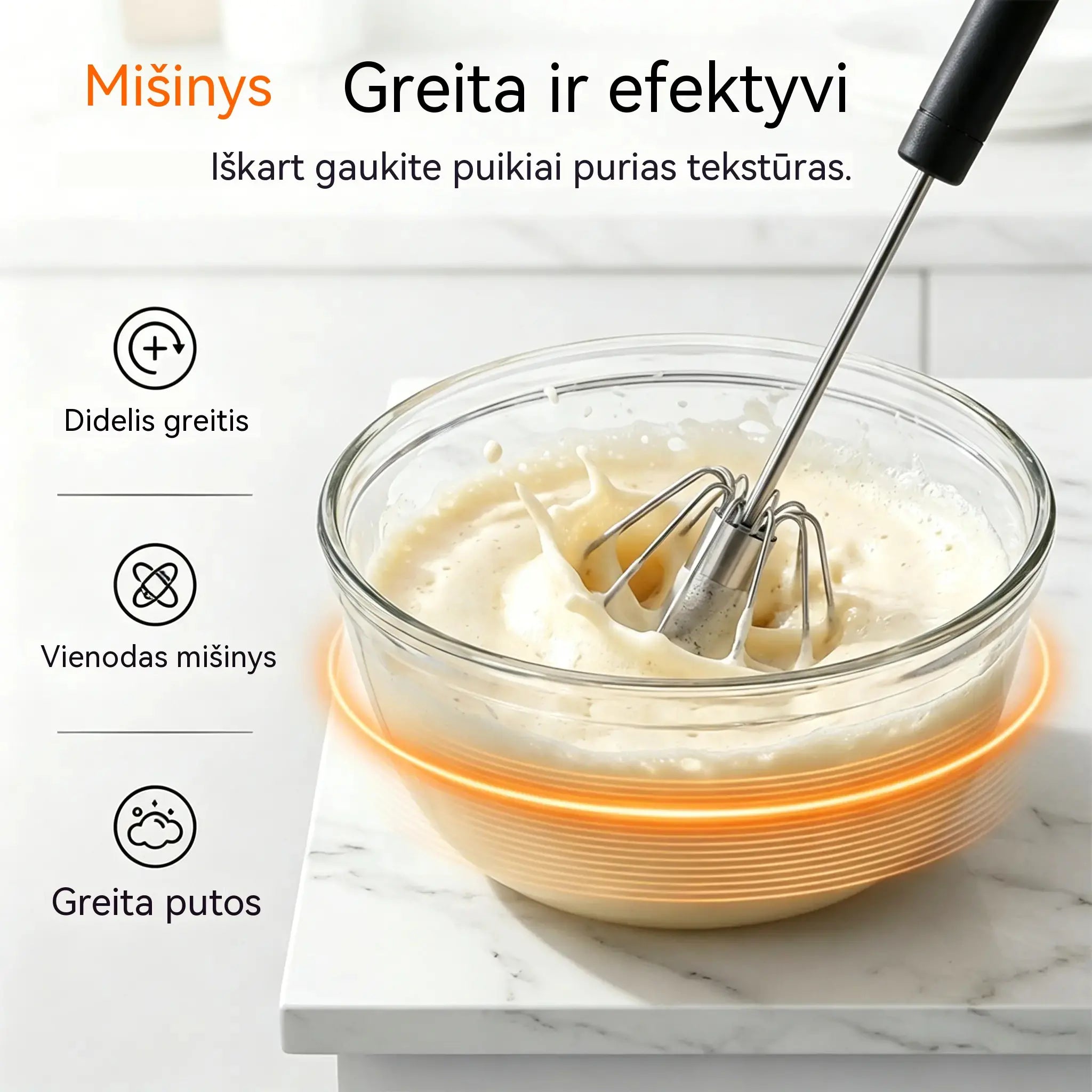 【2 dalių rinkinys】Nerūdijančio plieno pusiau automatinis kiaušinių plaktuvas