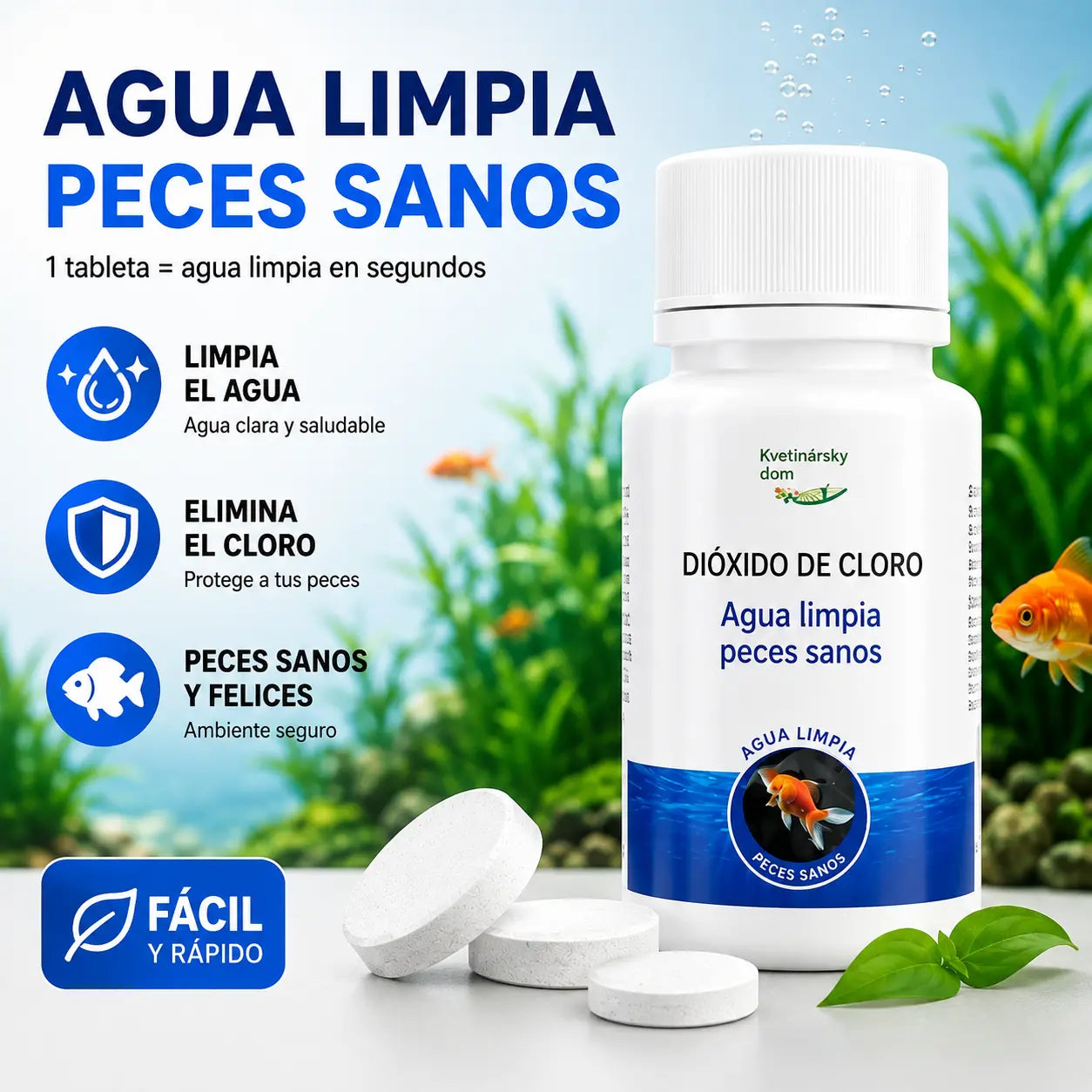🐟【Compra 1 y llévate otro gratis，100 tabletas】💧 Tabletas efervescentes para limpiar el agua de acuarios y estanques; tabletas oxigenantes para acuarios 🔥