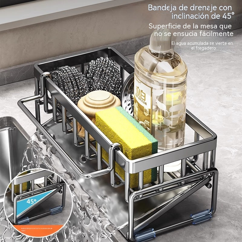 Estante de almacenamiento de cocina, fregadero, escurridor de paños de cocina
