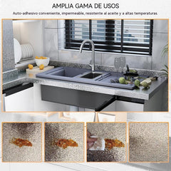 【60cm*10m】🛡️ Lámina Adhesiva de Aluminio Removible – Antigrasa, Resistente al Calor y Fácil de Limpiar