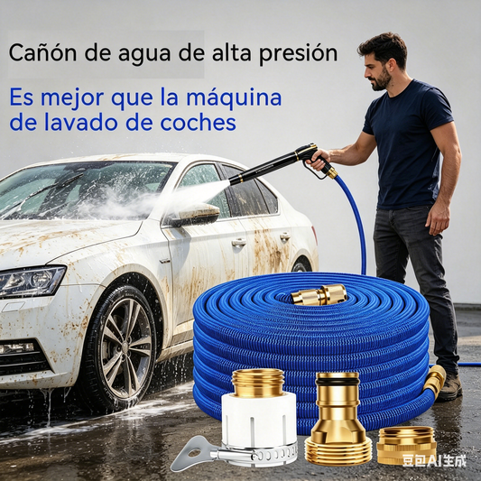 🔥🚗【Set de 2 piezas】Pistola de agua a alta presión para el hogar + manguera telescópica metálica de 7,5 m por solo 31 euros