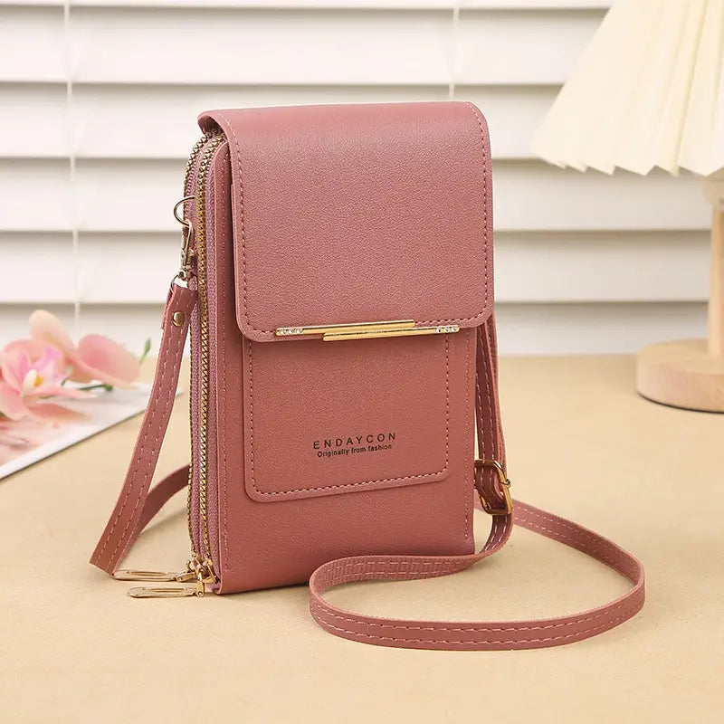 📢 ¡50% de descuento! 👜 Bolso bandolera pequeño de piel auténtica para mujer, compatible con dispositivos con pantalla táctil.