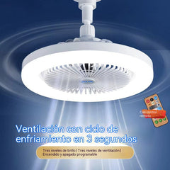 💡❄Ventilador y luz integrados para uso doméstico- atenuación tricolor🌈
