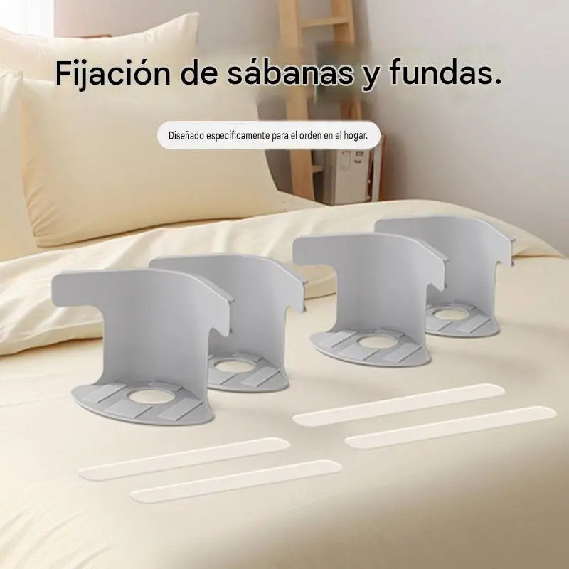 Juego de 4 piezas-28€-Sujetadores de sábanas: clips antideslizantes, invisibles y sin agujas que fijan las sábanas y las sábanas bajeras por las esquinas para evitar que se muevan.