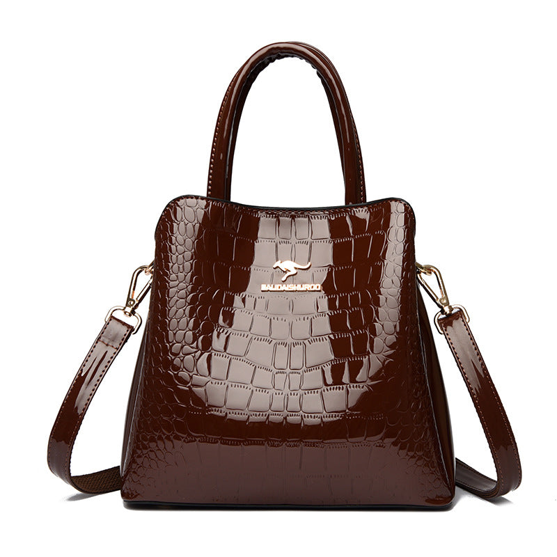 👜 ¡TIEMPO LIMITADO: 50% DE DESCUENTO! ✨ Bolso de mano brillante para mujer con estampado de cocodrilo: estructurado, detalles dorados, espacioso y elegante 💼