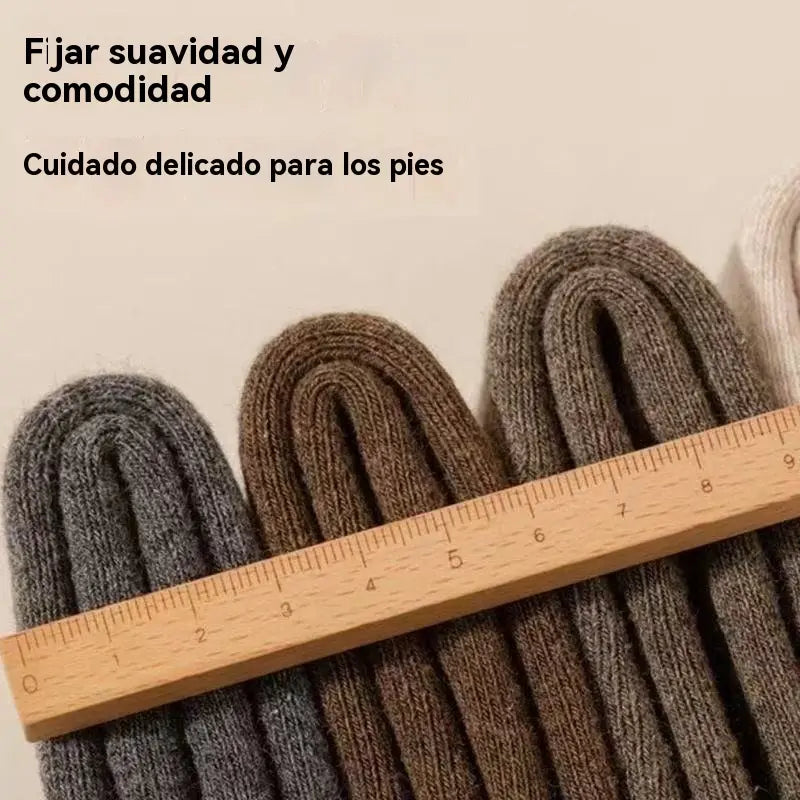 🎁【5 pares】Calcetines largos gruesos de color liso de invierno