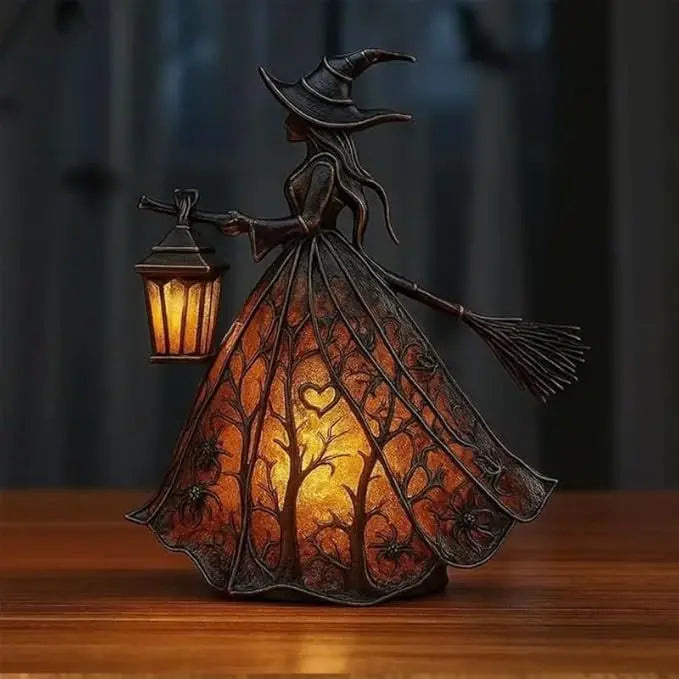 🧙‍♀️Lámpara de bruja, una decoración de linterna gótica espeluznante, un adorno de lámpara de mesa único, una luz de noche con patas, adecuada para el hogar, el porche, la oficina y la decoración de fiestas.