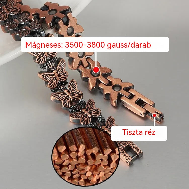 🦋✨ Állítható mágneses réz pillangós karkötő. Elegáns, kényelmes és tökéletes bármilyen alkalomra 💖