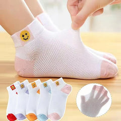 [10 pares]Calcetines de malla para niños y calcetines deportivos transpirables.