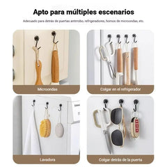 🧲Ganchos magnéticos de metal sin necesidad de taladrar, soportan hasta 10 kg✨ Duraderos, reutilizables y ahorran espacio.