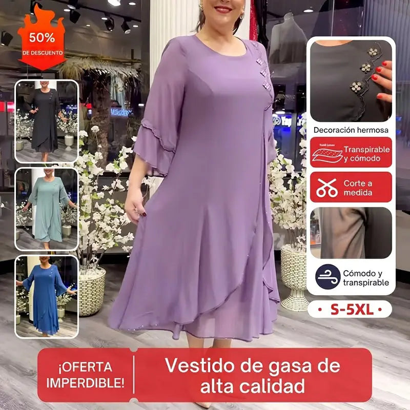 🌸【50% de descuento】【S-5XL】❤️2026 Nuevos vestidos de gasa de alta calidad👗