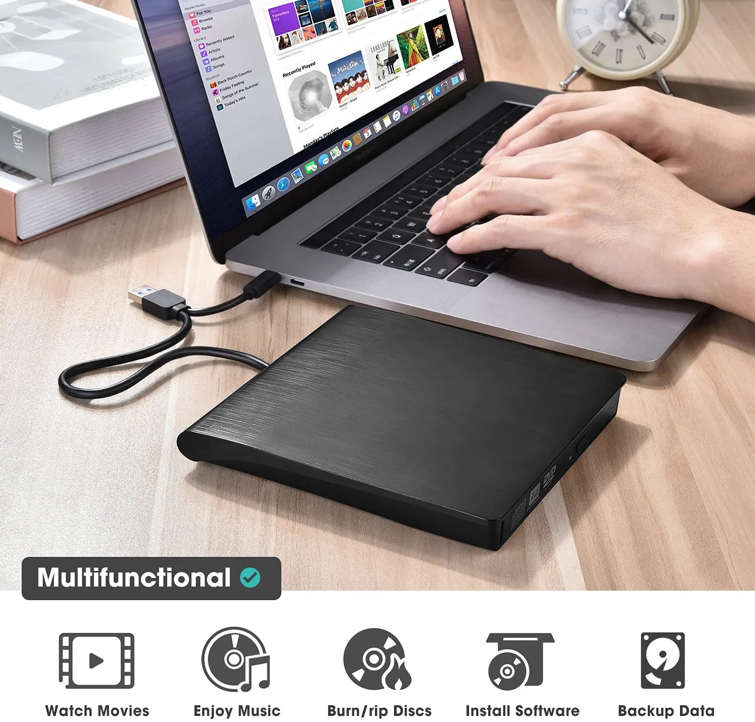 📢¡50% de descuento! 💿💻 Lector de CD/DVD Externo – Plug & Play, Portátil y Compatible con Mac/Windows