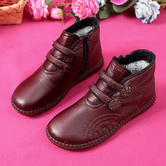 💥【Venta caliente】【35-40】Zapatos de mujer de cuero y algodón, antideslizantes y hechos a mano para otoño e invierno.