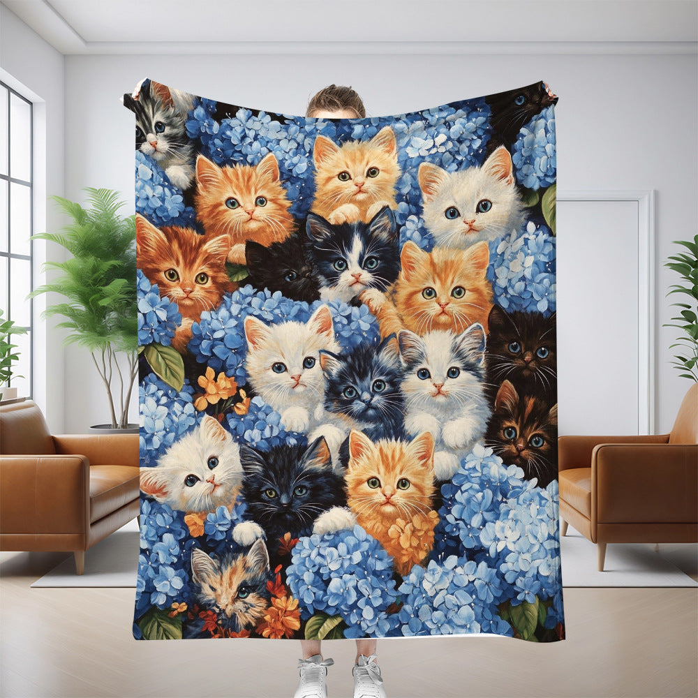 📢📢 ¡50% de descuento! 🐾🐱【150*200CM】Cómoda manta de nueve paneles con estampado de gatos