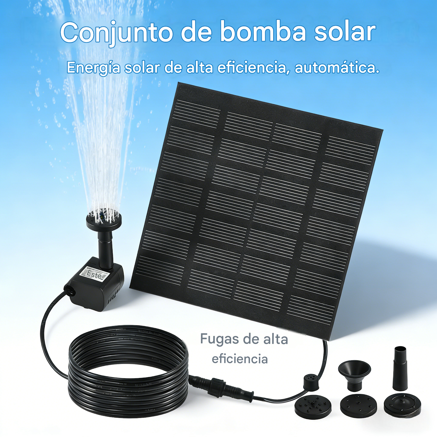 🌿☀️ Fuente solar para estanque de jardín: con múltiples boquillas, no requiere electricidad.